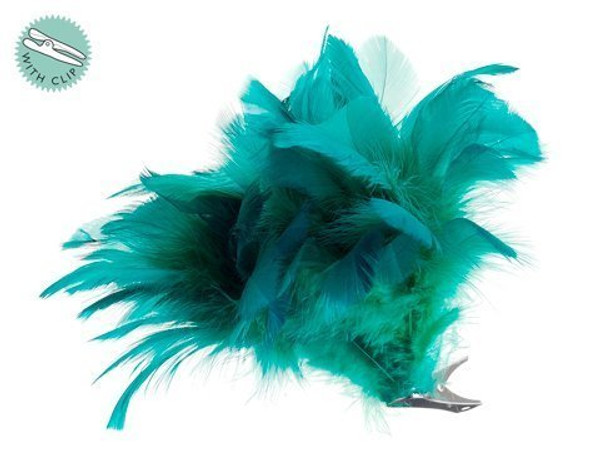 4" Feather W/Clip Greeb Emerald 12 Pieces AAF301-GR/EM