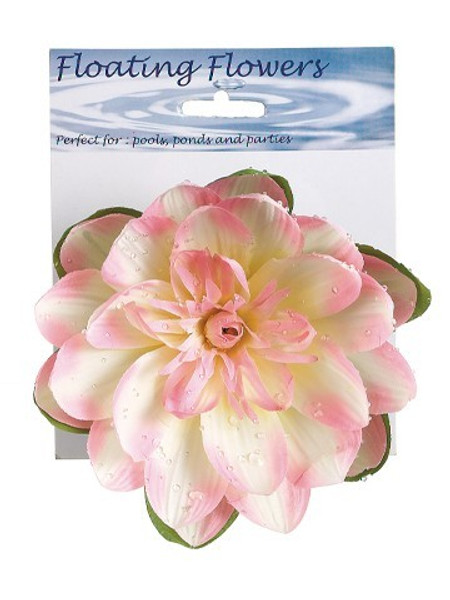7" Floating Lotus With Raindrop On Header Card Pink 12 Pieces AAF364-PK