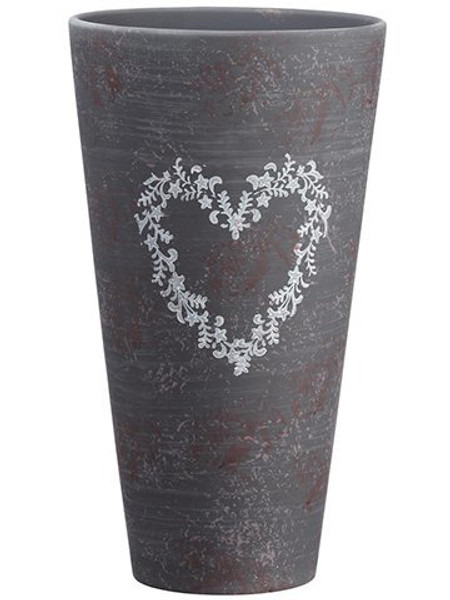 12.9"H X 7"D Heart Ceramic Vase Gray ACR982-GY