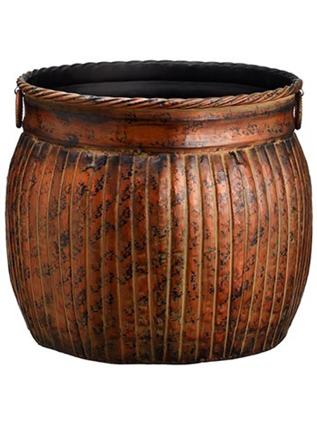 17.5"D X 16.5"H Tin Pot Antique Brown 2 Pieces ACT603-BR/AT