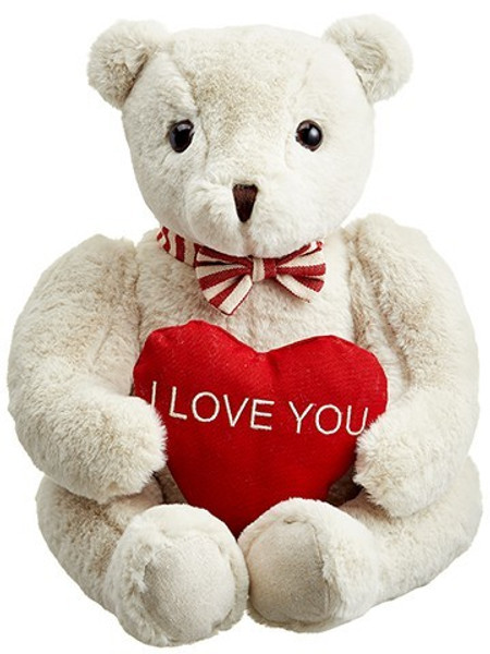 13" Teddy Bear Holding A Heart Cream Red 2 Pieces AEZ026-CR/RE