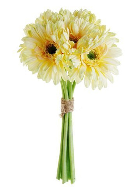 12.5" Gerbera Daisy Bouquet Light Yellow 6 Pieces FBQ415-YE/LT