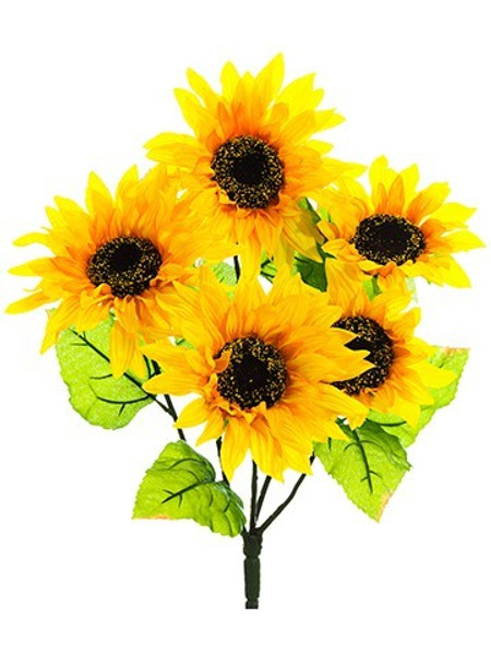 18" Sunflower Bush X 5 Yellow 12 Pieces FBS028-YE