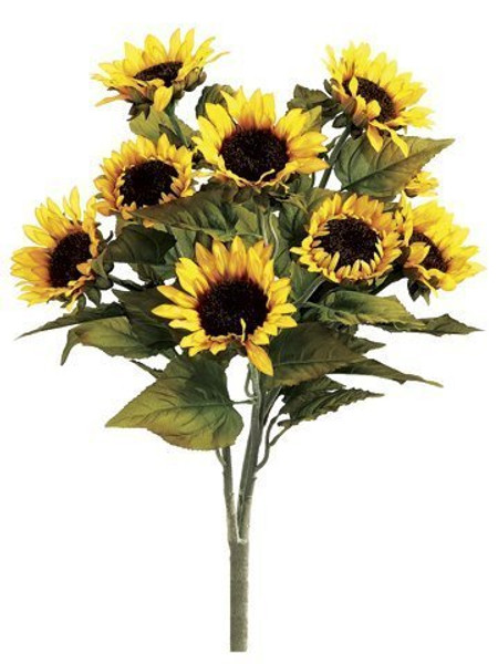 20" Sunflower Bush X9 Yellow 12 Pieces FBS916-YE