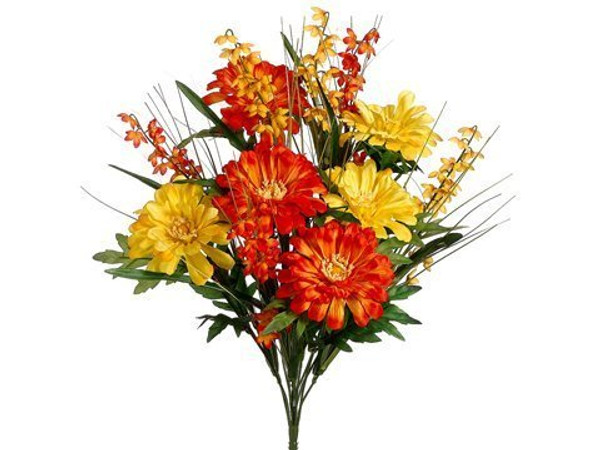 20" Zinnia/Bell Flower Bush X12 Yellow Orange 12 Pieces FBX009-YE/OR