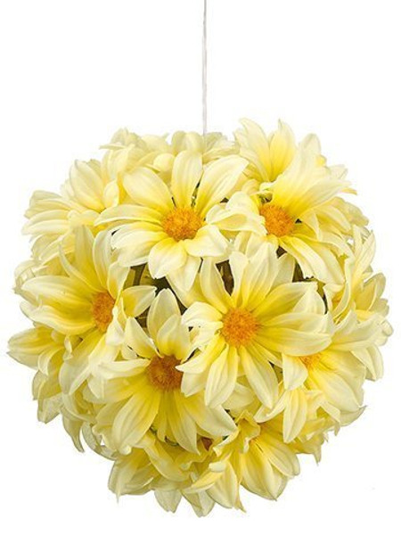 7" Daisy Kissing Ball  Yellow 12 Pieces FFD325-YE