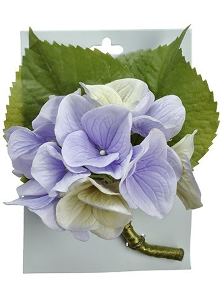 5" Hydrangea Corsage On Header Card Creasm Lavender 4 Pieces FOH308-CR/LV
