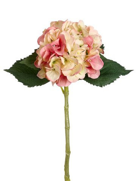 19" Large Single Hydrangea Spray With Water-Resistant Stem Pink Cream 12 Pieces FSH361-PK/CR