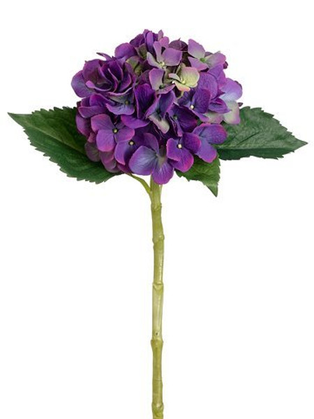 19" Large Single Hydrangea Spray With Water-Resistant Stem Purple Green 12 Pieces FSH361-PU/GR