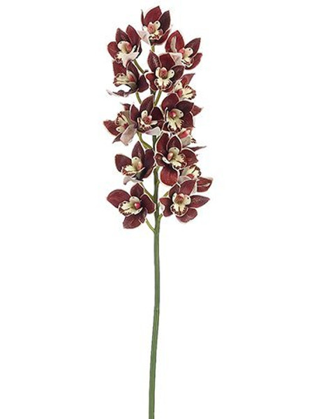 34" Cymbidium Orchid Spray Burgundy 4 Pieces HSO581-BU