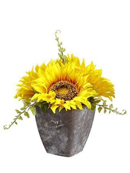 6.5" Sunflower In Paper Mache Pot Yellow 6 Pieces LFS439-YE