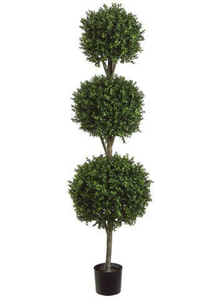 6' Triple Ball-Shaped Boxwood Topiary In Plastic Pot Two Tone Green LPB276-GR/TT