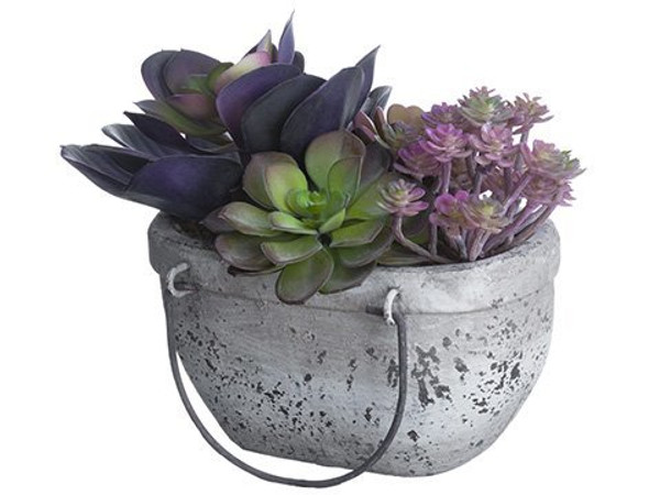 7.5" Succulent Garden In Terra Cotta Planter Green Purple 2 Pieces LQS291-GR/PU