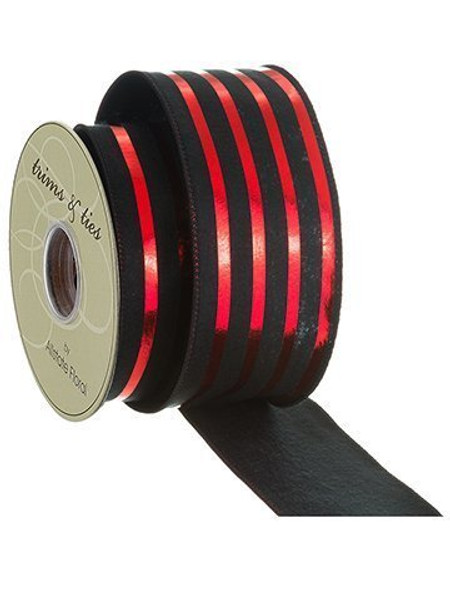 2.5"W X 10Yd Felt Strip Ribbon Red Black 12 Pieces RW5202-RE/BK