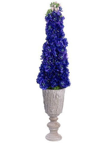 32"H X 7"W X 7"L Delphinium In Cement Urn Blue WF1771-BL