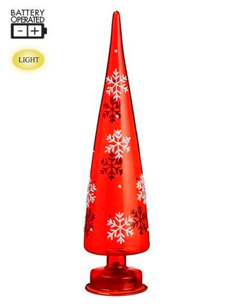 16.5" Battery Operated Snowflake Glass Finial Table Top With Light Red White 4 Pieces XA9023-RE/WH