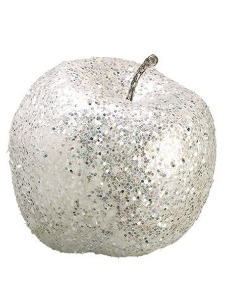 5" Glittered Apple White 6 Pieces XAI308-WH