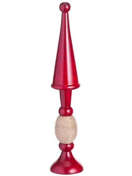 14" Wood Finial Table Top Red 4 Pieces XAT018-RE