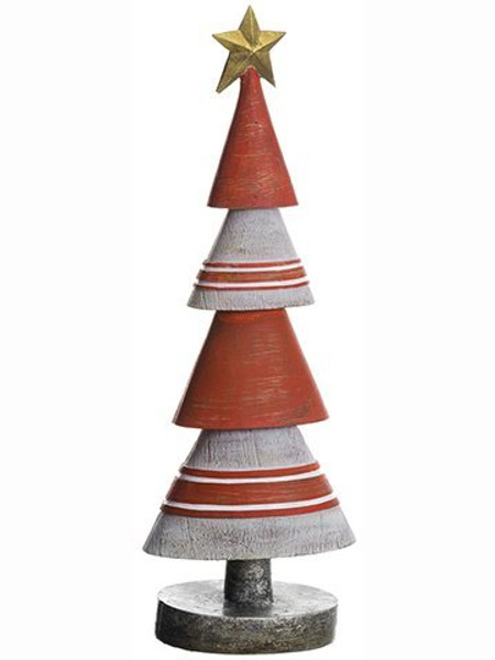 13.75" Christmas Tree With Star Cream Red XAT640-CR/RE