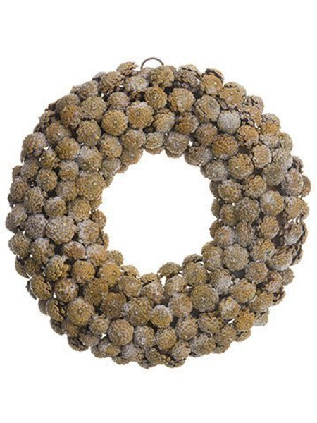 20" Iced Pine Cone Wreath Brown Ice 2 Pieces XDW802-BR/IC