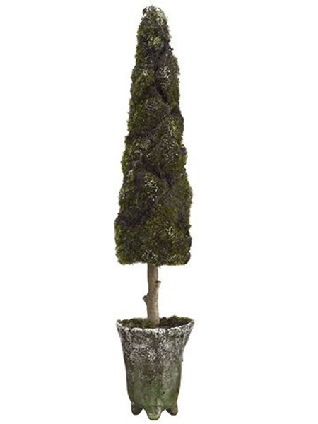 15" Glittered Moss Topiary In Clay Pot Green XLR201-GR