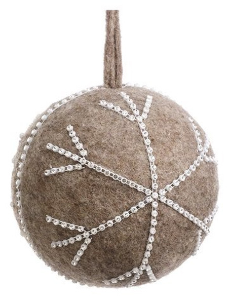 5" Rhinestone Snowflake Ball Ornament Gray White 6 Pieces XM0226-GY/WH