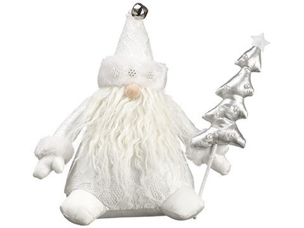 12" Santa Holding A Tree White Silver 6 Pieces XSS515-WH/SI