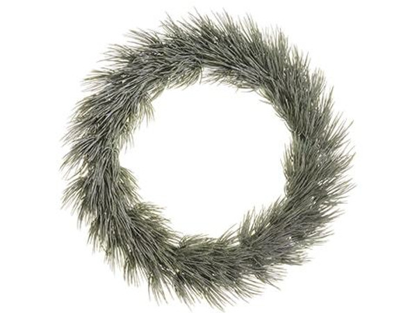 20" Glittered Long Needle Pine Wreath Green Glittered 6 Pieces YWE018-GY/GR