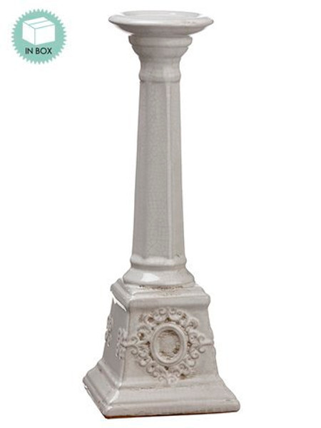 16" Ceramic Candleholder With Re-Shippable Inner Box White ZCC208-WH
