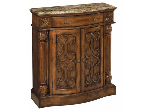 Stein World William 2 Door 1 Drawer Cabinet Aged Pecan/Marble Top 65164