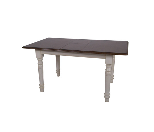 Andrews 60" Butterfly Dining Table In Antique White With Chestnut Top