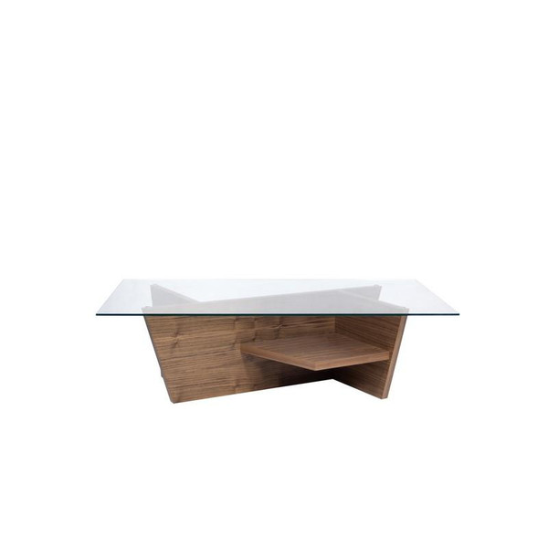 Temahome Oliva Rectangle Glass Top Coffee Table - Walnut - 9500.624469