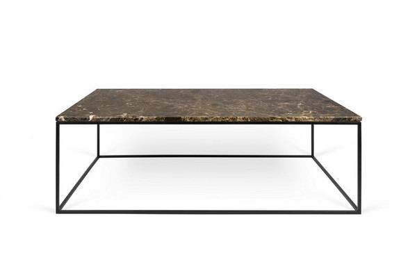 Temahome Gleam Rectangle Brown Marble Coffee Table with Black Base - 9500.626364