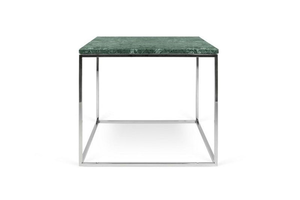Temahome Gleam Square Green Marble Side Table with Chrome Base - 9500.626449