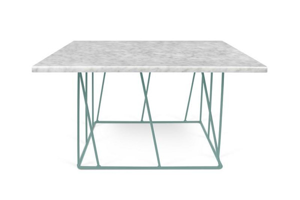 Temahome Helix Square White Marble Coffee Table with Sea Green Base - 9500.627408