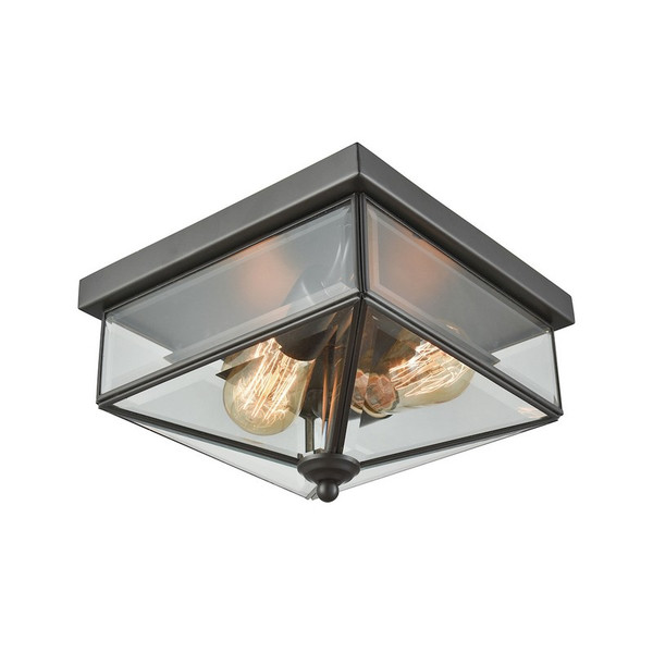 Lankford 2 Light Outdoor Flush In Oil Rubbed Bronze W/ Glass CE9202310