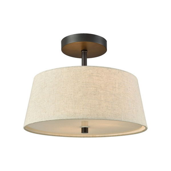 Thomas Morgan 2 Light Semi Flush With Beige Fabric Shade CN600361