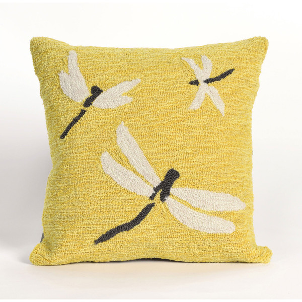 Frontporch Dragonfly Indoor/Outdoor Pillow Yellow 18" Square