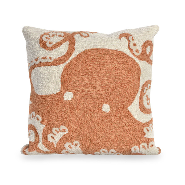 Frontporch Octopus Indoor/Outdoor Pillow Coral 18" Square 7FP8S143217