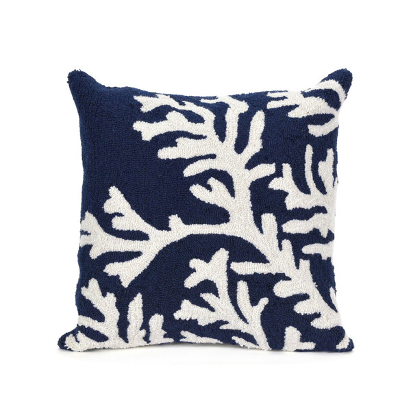 Frontporch Coral Indoor/Outdoor Pillow Navy 18" Square 7FP8S162033