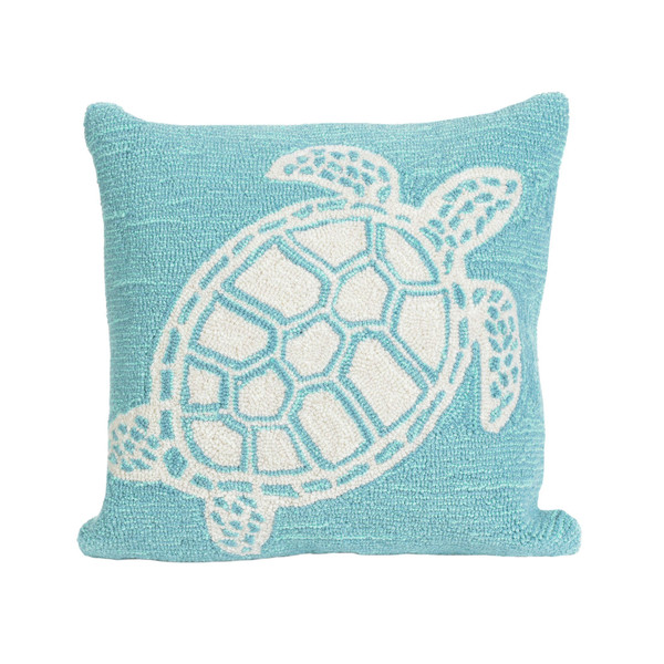 Frontporch Turtle Indoor/Outdoor Pillow Aqua 18" Square 7FP8S163404