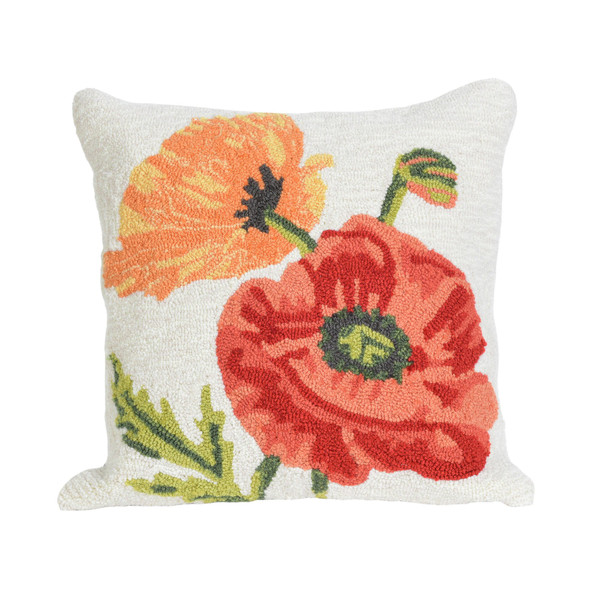 Frontporch Icelandic Poppies Indoor/Outdoor Pillow Neutral 18" Square