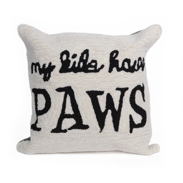 Frontporch My Kids Have Paws Indoor/Outdoor Pillow Neutral 18" Square