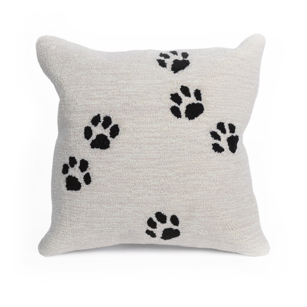 Frontporch Paw Prints Indoor/Outdoor Pillow Neutral 18" Square