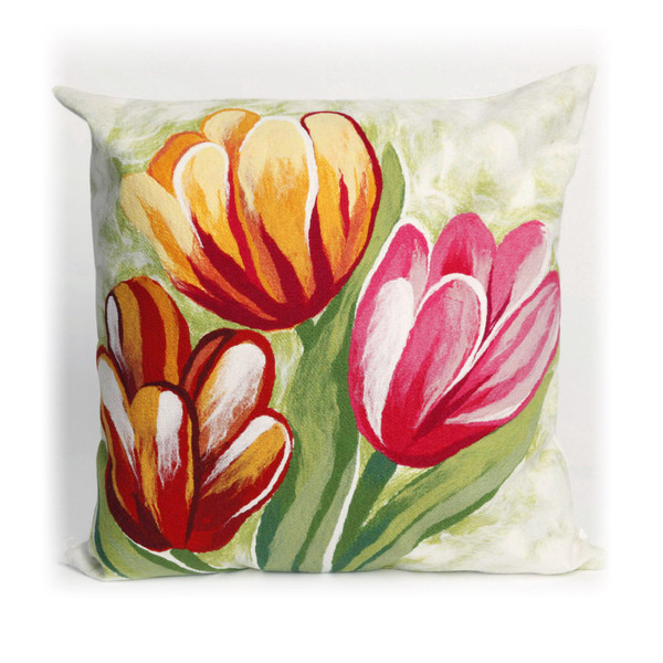 Visions Iii Tulips Indoor/Outdoor Pillow Warm 20" Square 7SC2S320824