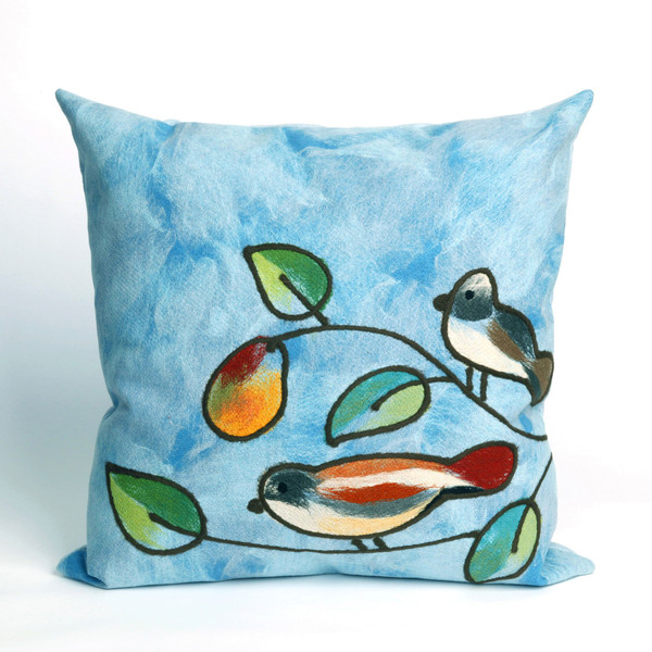 Visions Iii Song Birds Indoor/Outdoor Pillow Blue 20" Square