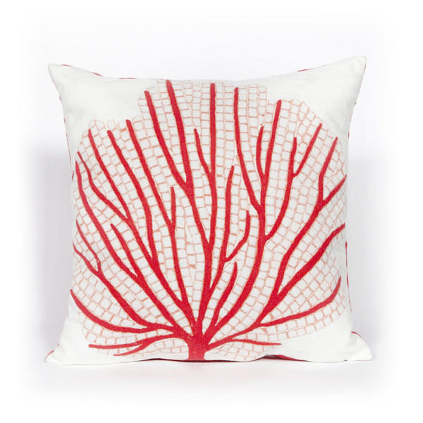 Visions Iii Coral Fan Indoor/Outdoor Pillow Coral 20" Square