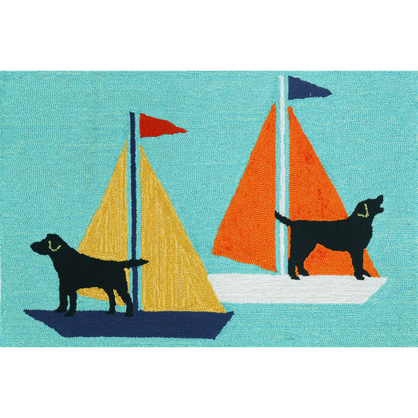 Frontporch Sailing Dog Indoor/Outdoor Rug Blue 20"X30" FTP12140203