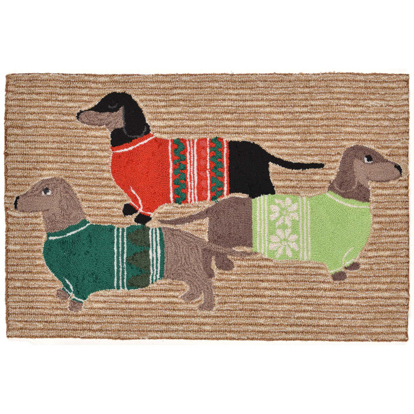 Frontporch Holiday Hounds Indoor/Outdoor Rug Neutral 20"X30"