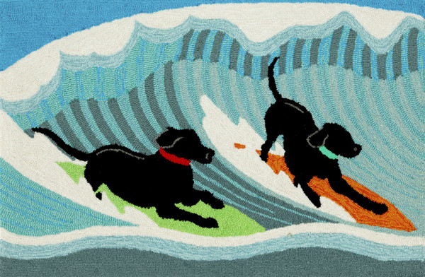 Frontporch Surfing Dogs Indoor/Outdoor Rug Blue 24"X36" FTP23147304